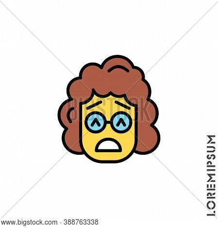 Sad Give Up Tired Emoticon Yellow Girl, Woman Icon Vector Illustration. Style. Very Sad Cry Stressfu