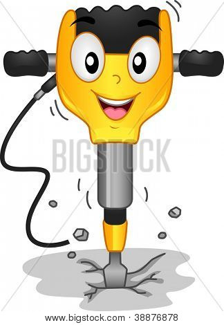 Mascot Illustration Featuring a Jackhammer
