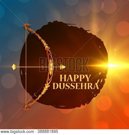 Happy Dussehra Wishes Card With Bow And Arrow