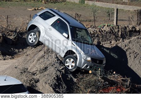 Breil-sur-roya, France - October 8, 2020: Town Of Breil-sur-roya Was Submerged By The Flooding Of Th