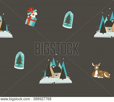 Hand Drawn Vector Abstract Fun Stock Flat Merry Christmas, And Happy New Year Time Cartoon Festive S