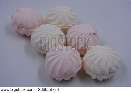 Airy, Light And Dietary Ukrainian Sweets White And Pink Applesauce Marshmallow Beautifully Arranged 