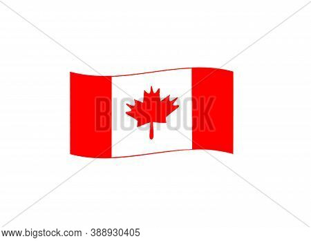Drawn Flag Of Canada On White Background