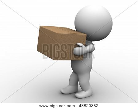3D muž nesoucí Box