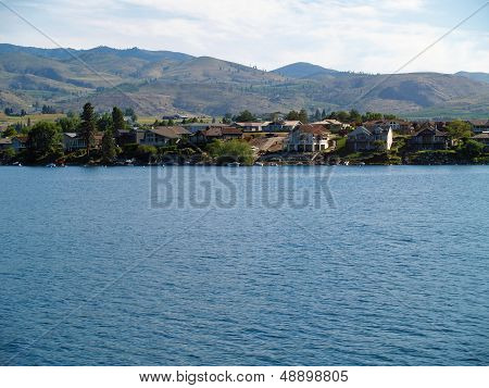 Houses On The Shore Of Lake Chelan Washington Usa