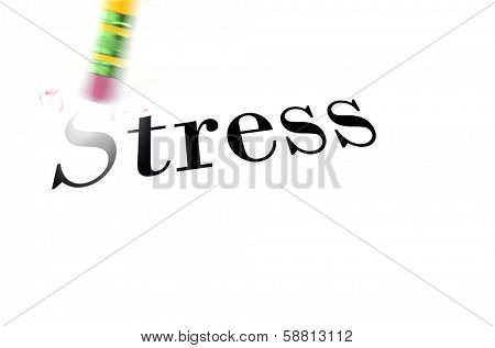Person using a pencil eraser to erase Stress from their life so they can start new