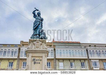 Monument To Maria Pita, A Coruna, Galicia, Spain.