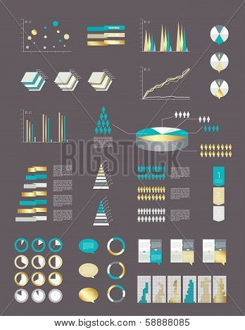 Infographics elements. Folder with diagrams, speech bubbles and graphs.