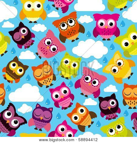 Seamless and Tileable Vector Owl Background Pattern