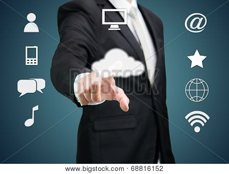 Businessman Hand Touch Cloud Computing Concept