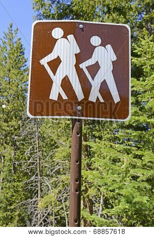 Hiker Crossing sign in the outdoors