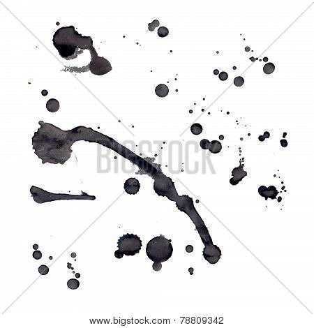 Black ink texture with blobs and splotches