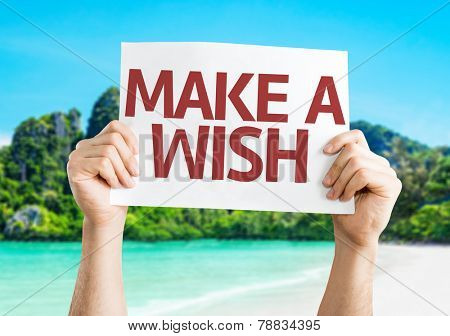 Make a Wish card with a beach on background