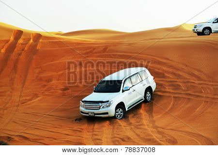 Dubai, Uae - September 12: The Dubai Desert Trip In Off-road Car Is Major Tourists Attraction In Dub