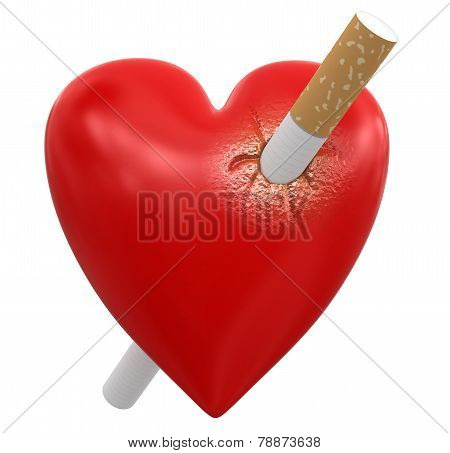 Heart with Cigarette (clipping path included)