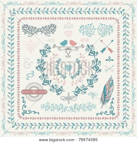 Hand-Drawn Seamless Borders and Design Elements
