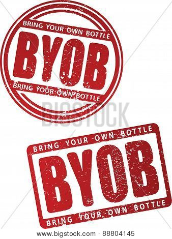 Byob (bring Your Own Bottle) Rubber Stamp