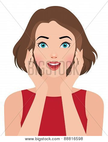 Portrait Of A Beautiful Surprised Girl