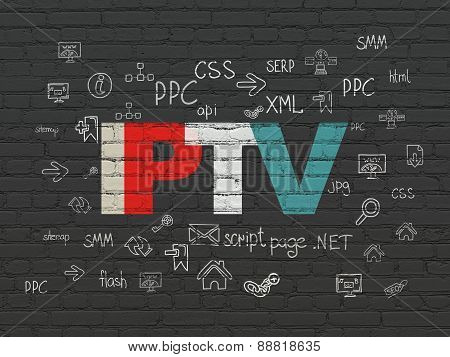 Web design concept: IPTV on wall background