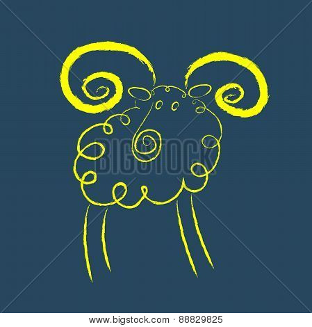 Scribble Style Yellow Ram