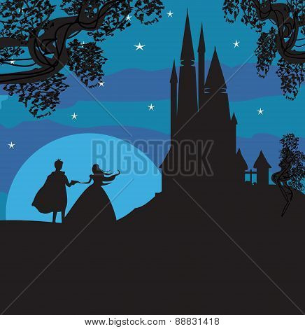 Castle And Princess With Prince