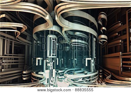 Computer Rendered detail of abstract buiding