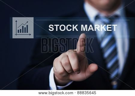 businessman pressing button virtual screens