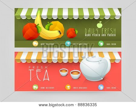 Website header or banner design for restaurant and cafe shop.