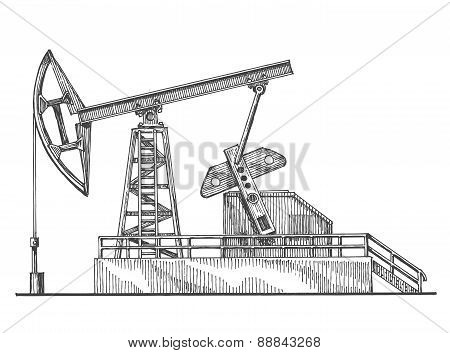 oil rocking, oil pump on a white background. sketch