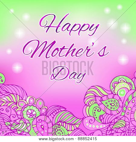 Mothers day. Pencil drawing fantasy flowers.