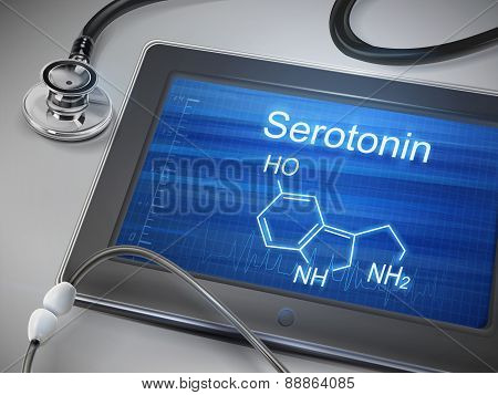 Serotonin Word Displayed On Tablet