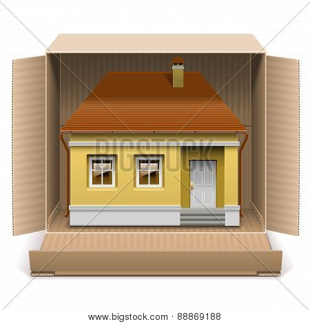 Vector House In Carton Box