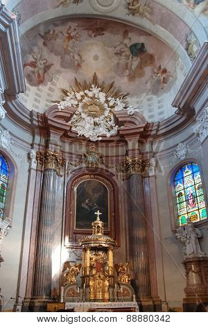 The interior of the church in Sternberk, Moravia