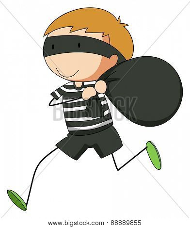 Close up robber getting away with a bag