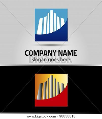 Creative building construction, leaf eco logo for your company, skyscrapers logo, offices