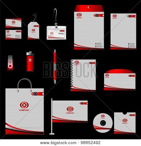 Corporate identity template with red elements