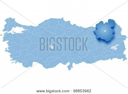Map Of Turkey, Erzurum