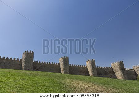 View Walls Of Avila City In Spain
