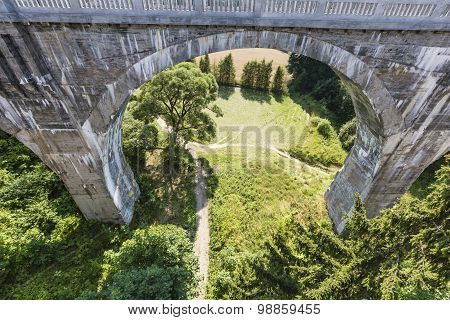 Old Concrete Railway Bridge In Stanczyki, Mazury, Poland