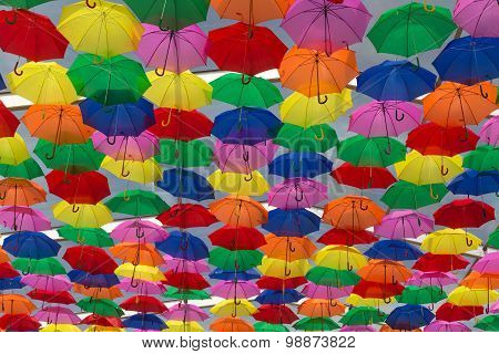 Agueda, Portugal - July 4, 2015 - Umbrellas at the Agitagueda Music Festival
