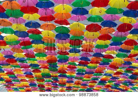 Agueda, Portugal - July 4, 2015 - Umbrellas at the Agitagueda Music Festival