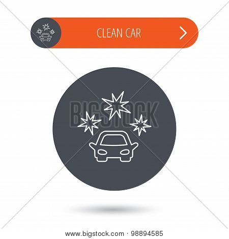 Clean car icon. Cleaning wash station sign.