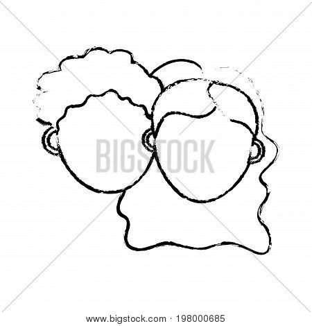 figure couple lover head with closed eyes and hairstyle vector illystration