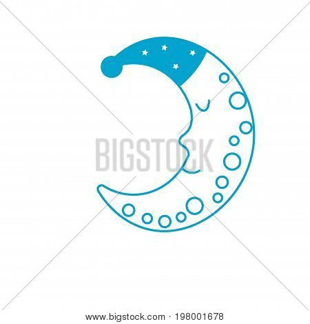 silhouette bauty moon in th sky with sleep hat design vector illustration