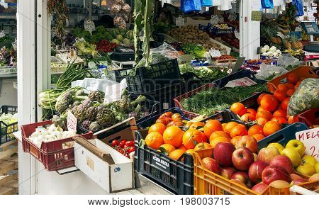 Rome Italy march 24 2017: Scene at the greengrocer in the new Testaccio Neighborhood market in Rome Italy