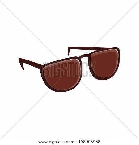 Simple brown sunglasses, cartoon vector illustration isolated on white background. Cartoon, comic style, simple brown colored sunglasses