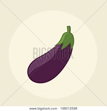 Eggplant flat icon. Aubergine isolated on background. Vector stock.