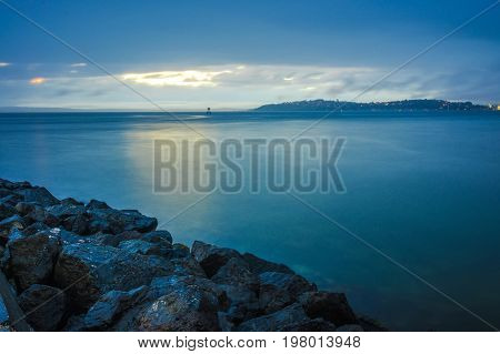 Puget Sound Waterscape And Coastline In Washington State
