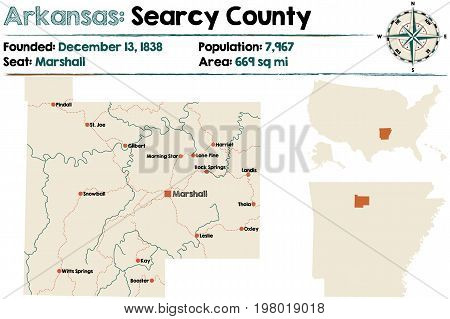 Large and detailed map of Arkansas - Searcy county