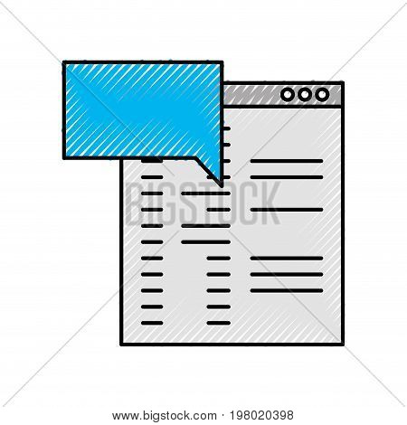 template computer with speech bubble vector illustration design
